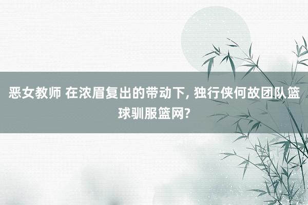 恶女教师 在浓眉复出的带动下, 独行侠何故团队篮球驯服篮网?