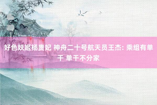 好色妖姬杨贵妃 神舟二十号航天员王杰: 乘组有单干 单干不分家