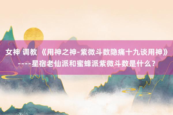 女神 调教 《用神之神-紫微斗数隐痛十九谈用神》----星宿老仙派和蜜蜂派紫微斗数是什么？