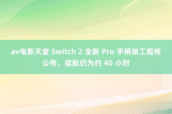 av电影天堂 Switch 2 全新 Pro 手柄竣工规格公布，续航仍为约 40 小时