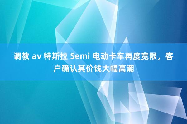 调教 av 特斯拉 Semi 电动卡车再度宽限，客户确认其价钱大幅高潮